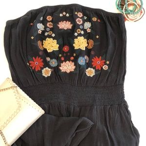 Xhiliration Wide Leg Strapless Romper